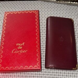 Must de Cartier Bifold Bourdoux Leather Long Wallet Card Holder
